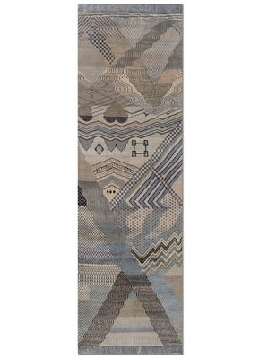 manchaha ivory wool and bamboo silk hand knotted Rug