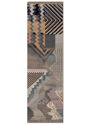 manchaha grey and black wool and bamboo silk hand knotted Rug
