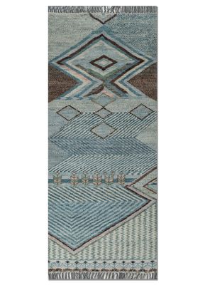 manchaha blue wool hand knotted Rug