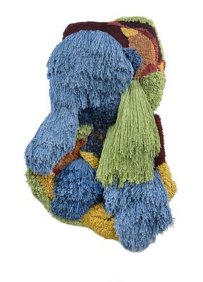 caminantes by lorenzo red and orange wool and bamboo silk hand knotted Rug