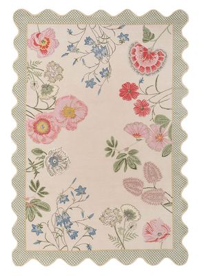 the flower meadow beige and brown wool hand knotted Rug