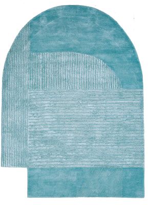  blue wool and viscose hand tufted Rug