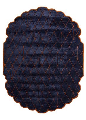 blue wool and viscose hand tufted Rug