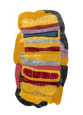  gold wool and viscose hand tufted Rug