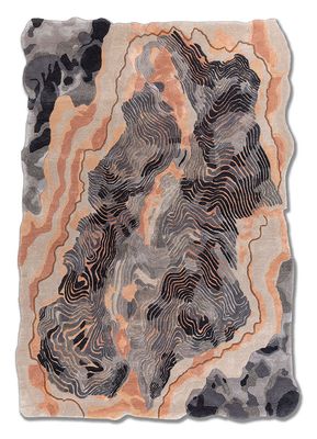  ivory wool and viscose hand tufted Rug
