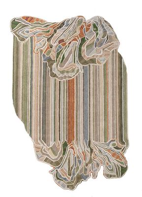  ivory wool and viscose hand tufted Rug