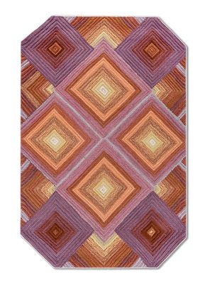  red and orange wool hand tufted Rug