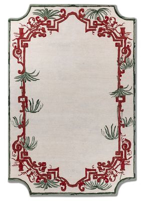 tea pavillion ivory wool hand tufted Rug