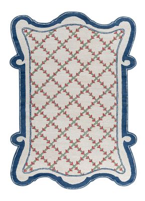 a river of roses ivory wool hand tufted Rug