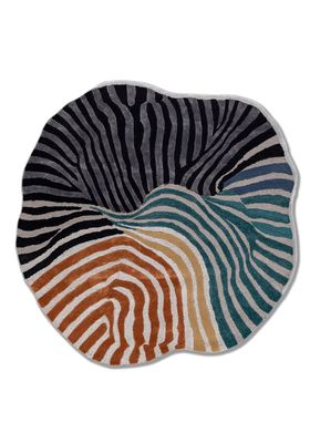  grey and black wool and viscose hand tufted Rug