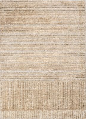  beige and brown wool and silk hand knotted Rug