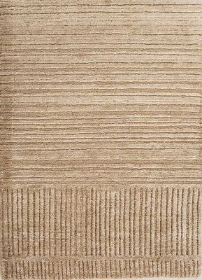  beige and brown wool and silk hand knotted Rug