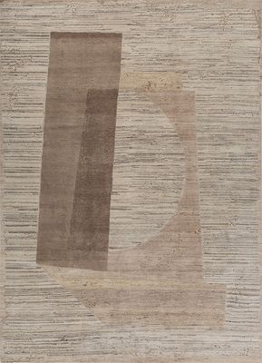  ivory afghan wool and bamboo silk hand knotted Rug