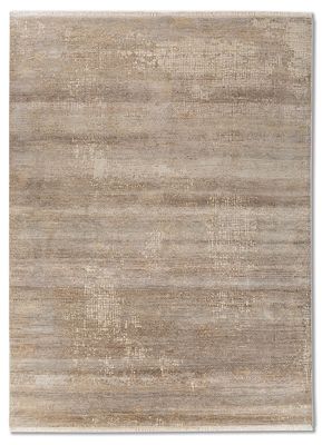  beige and brown wool and bamboo silk hand knotted Rug