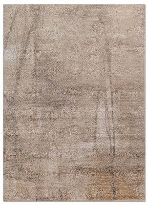  beige and brown wool and bamboo silk hand knotted Rug