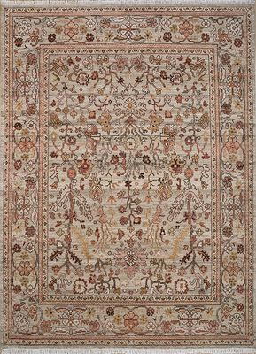  beige and brown afghan wool hand knotted Rug