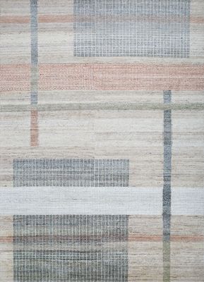  beige and brown wool hand knotted Rug