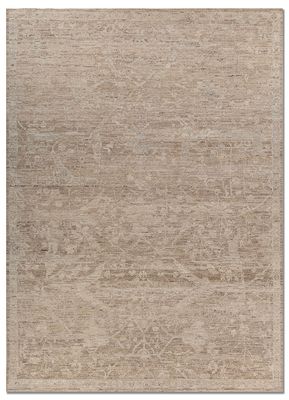 beige and brown wool hand knotted Rug