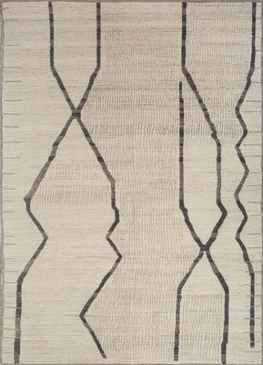  ivory wool hand knotted Rug