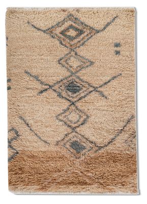  beige and brown wool hand knotted Rug