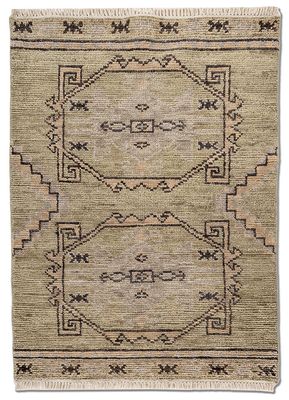  green wool hand knotted Rug