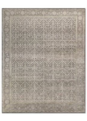  grey and black wool and silk hand knotted Rug