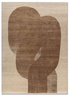  ivory wool and silk hand knotted Rug
