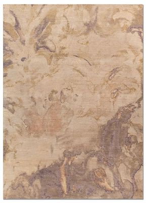  beige and brown wool and silk hand knotted Rug