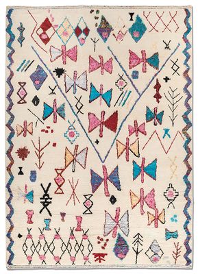  ivory wool and viscose hand knotted Rug