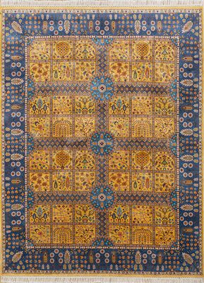  gold silk hand knotted Rug