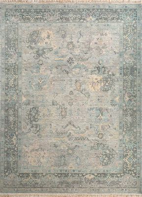  blue afghan wool hand knotted Rug