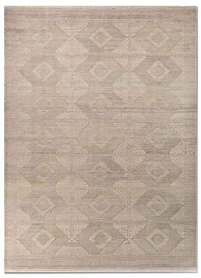  beige and brown afghan wool hand knotted Rug