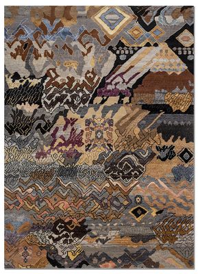  blue wool and silk hand knotted Rug