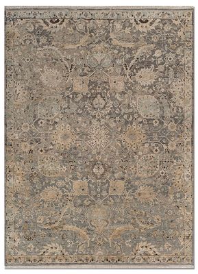  blue afghan wool and silk hand knotted Rug