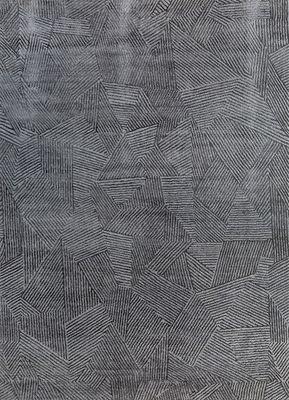  grey and black wool and bamboo silk hand knotted Rug