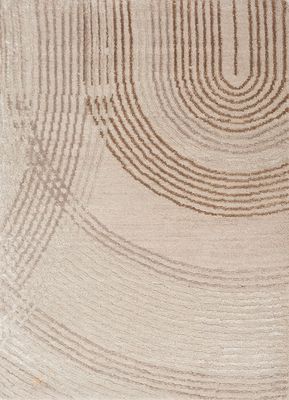 ivory wool and bamboo silk hand knotted Rug