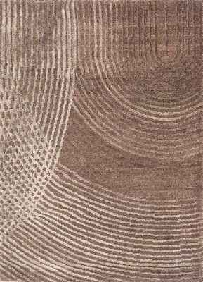  beige and brown wool and bamboo silk hand knotted Rug