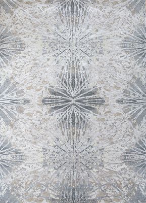  beige and brown wool and bamboo silk hand knotted Rug