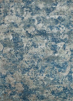  blue wool and bamboo silk hand knotted Rug