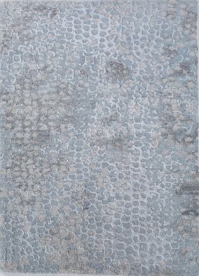  grey and black wool and bamboo silk hand knotted Rug