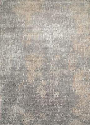  grey and black wool and bamboo silk hand knotted Rug