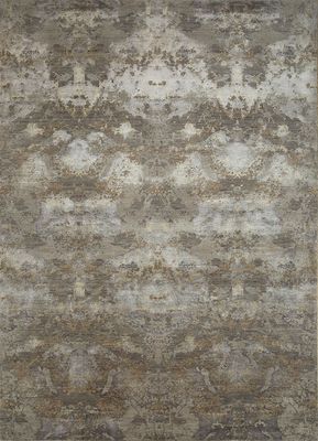  grey and black wool and bamboo silk hand knotted Rug
