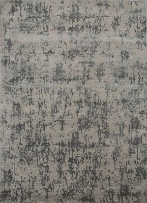  grey and black wool and bamboo silk hand knotted Rug