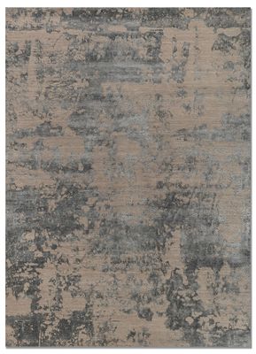  grey and black wool and bamboo silk hand knotted Rug