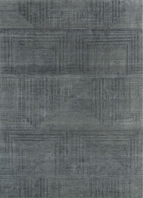  grey and black wool and bamboo silk hand knotted Rug