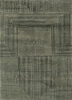  green wool and bamboo silk hand knotted Rug
