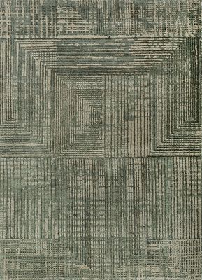  green wool and bamboo silk hand knotted Rug