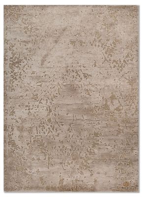  ivory wool and bamboo silk hand knotted Rug