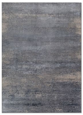  grey and black wool and bamboo silk hand knotted Rug