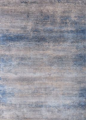  grey and black wool and bamboo silk hand knotted Rug